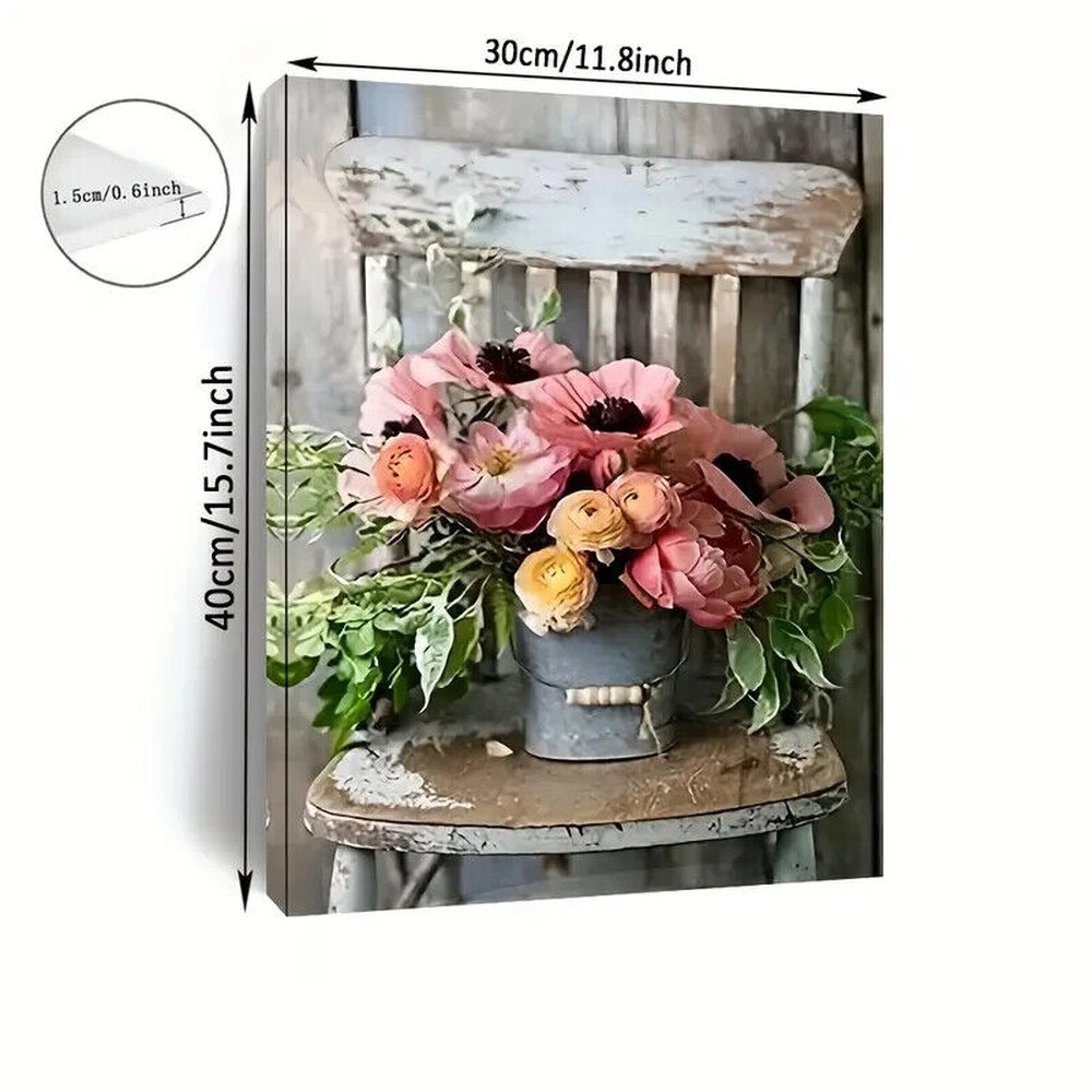 Exquisite Flowers Canvas Print Framed 11.8" x 15.7" Wall Art NEW! Home & Garden:Home Décor:Posters & Prints Style Your Walls